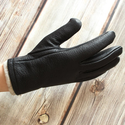 Retro Leren Winterhandschoenen Heren | Gevoerd voor Fietsen en Rijden