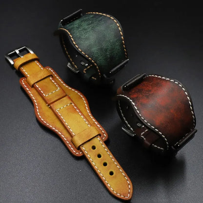 Leren Cuff Horlogeband | 20mm-24mm Vintage Polsband Fossil