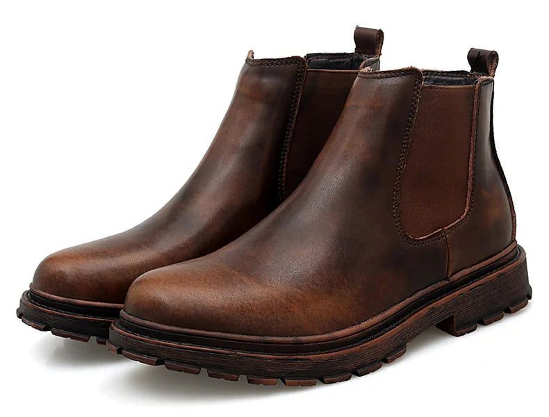 Chelsea Laarzen Heren Echt Leer | Herfst-Winter Enkellaarzen | Slipvast & Comfortabel | Casual Bottines