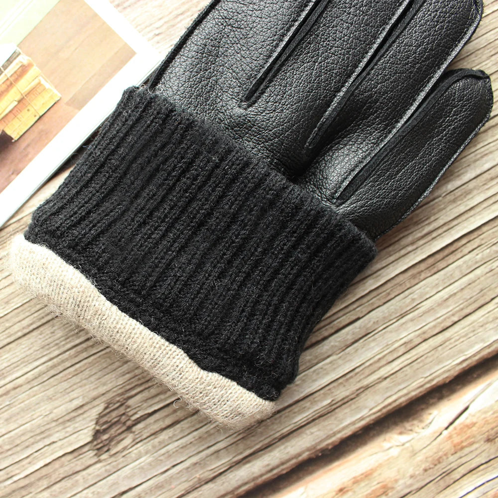 Heren Winterhandschoenen van Echt Hertenleer | Touchscreen Compatibel | Gevoerd met Fleece