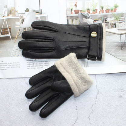 Retro Leren Winterhandschoenen Heren | Gevoerd voor Fietsen en Rijden