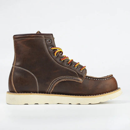 Amerikaanse Leren Enkelboots voor Mannen | Casual Veterschoenen van Crazy Horse Leer | Vintage Werklaarzen