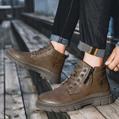 Leren Chelsea Boots voor Heren | Retro Winterboots Met Dikke Zool | Waterdichte Casual Desert Enkellaarzen