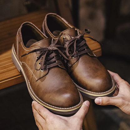 Leren Derby Schoenen voor Mannen | Vintage Amerikaanse Stijl | Casual Werkschoenen