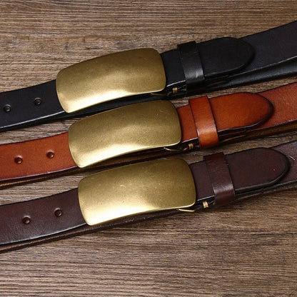 Luxe Koeienhuid Leren Riem | Massieve Messing Gesp | Voor Jeans en Casual Outfits