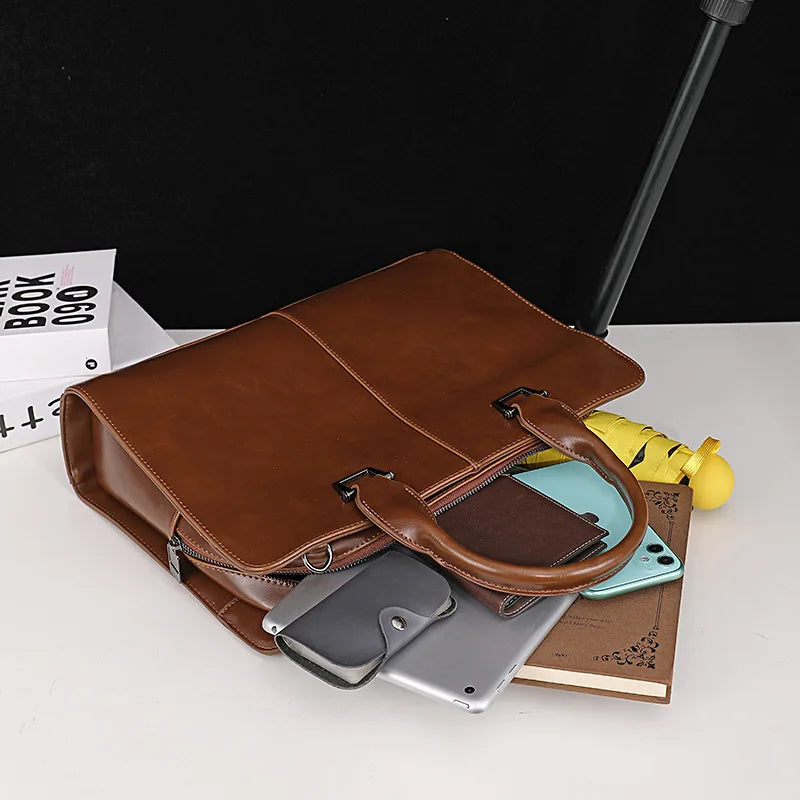 Waterdichte Laptoptas Heren | PU Leren Laptop Schoudertas 13" | Business Messenger Bag