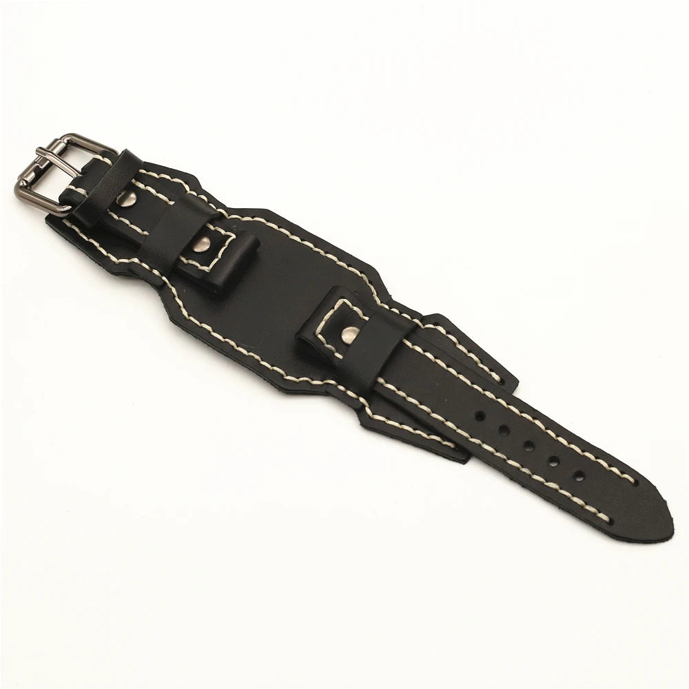 Handgemaakte Leren Horlogeband | 24mm Vintage Pin Belt voor Heren