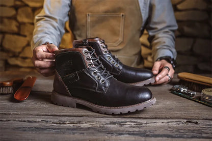 Leren Herenschoenen | Stijlvolle Casual Leren Boots | Hoge Kwaliteit Britse Stijl