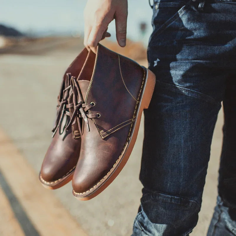 Leren Enkellaarzen voor Mannen | Hoge Kwaliteit Casual Boots | Duurzame Desert Schoenen