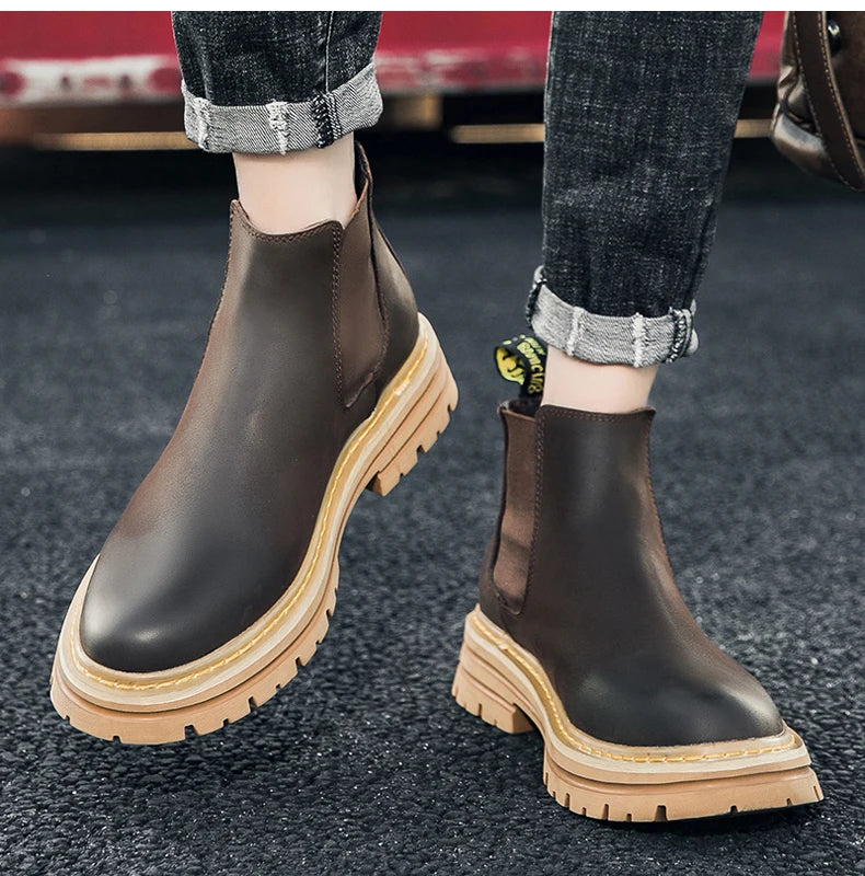 Hoge Winter Chelsea Boots voor Heren | Warme Leren Enkellaarsjes | British Style