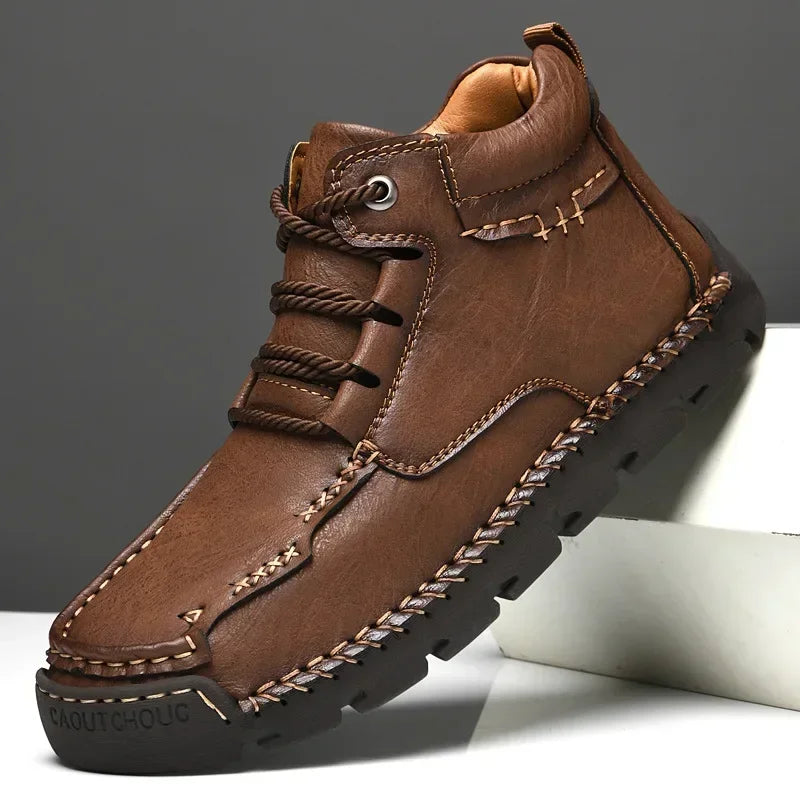 Heren Wandelschoenen | Leren Winterlaarzen met Pluche Voering | Outdoor Ankle Boots