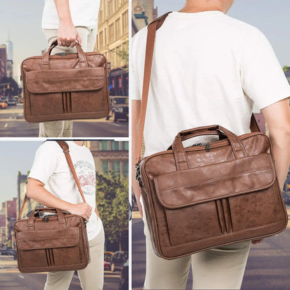 Handgemaakte Vintage Leren Laptoptas Heren | Business Messenger Bag | Satchel 15"