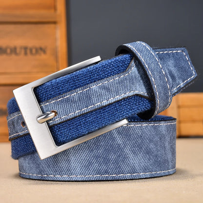 Casual Denim Canvas Riem voor Mannen | Patchwork Ontwerp voor Jeans | 3,5 CM Breedte, Hoge Kwaliteit