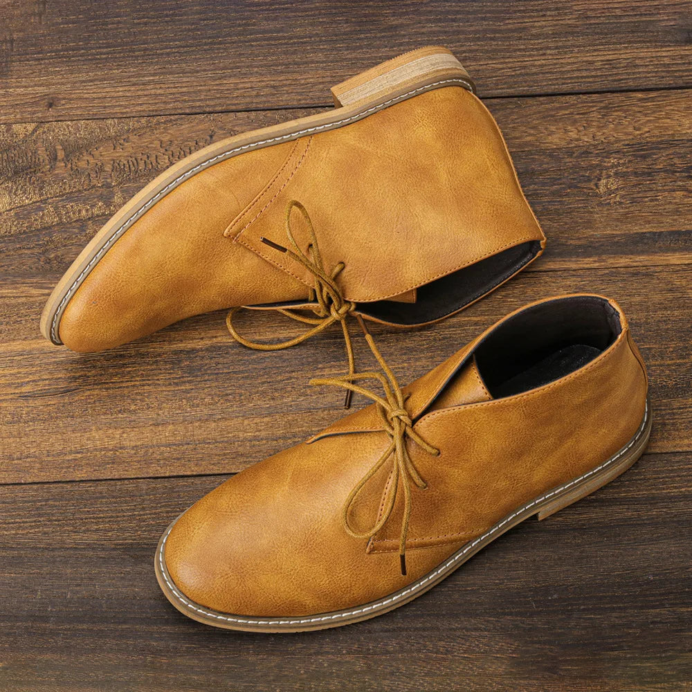 Klassieke Retro Leren Chukka Boots voor Mannen | Modieuze Enkellaarsjes | Hoge Top Desert Schoenen