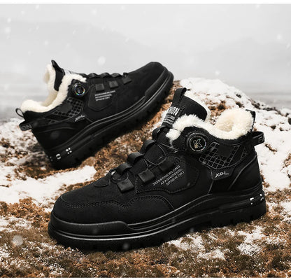 Comfortabele Winter Werklaarzen voor Heren | Warme Leren Ankle Boots | Handgemaakte Waterdichte Sneeuwschoenen