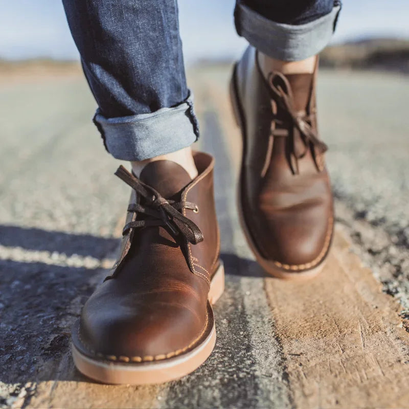 Leren Enkellaarzen voor Mannen | Hoge Kwaliteit Casual Boots | Duurzame Desert Schoenen