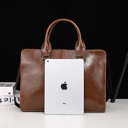 Waterdichte Laptoptas Heren | PU Leren Laptop Schoudertas 13" | Business Messenger Bag