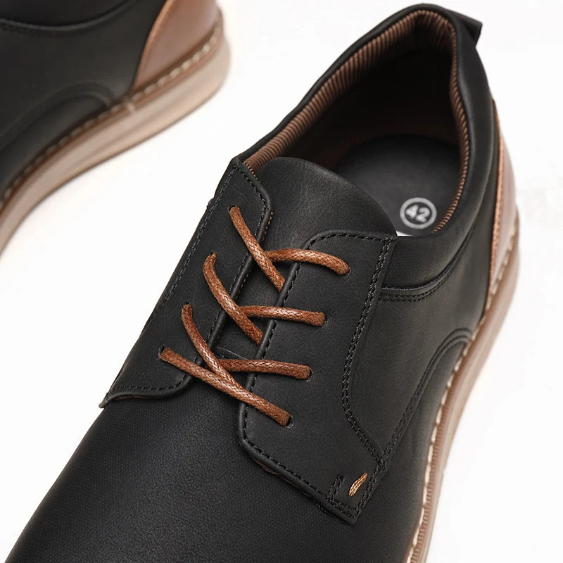 Ademend PU Leren Schoenen voor Mannen | Casual Veterschoenen | Kantoor en Business Sneakers