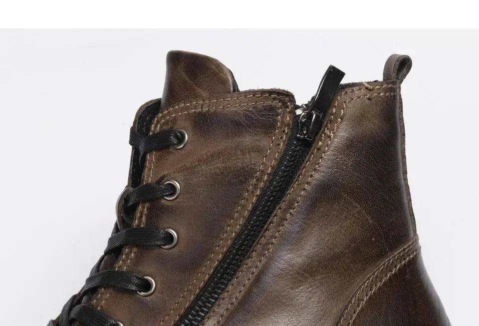 Handgemaakte Winterlaarzen voor Mannen | Luxe Leren Enkelboots | Warme Herenschoenen