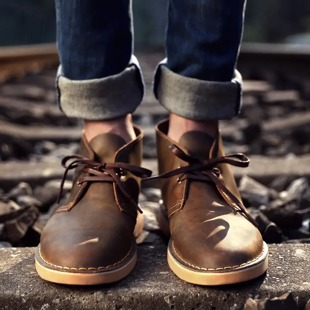 Leren Enkellaarzen voor Mannen | Hoge Kwaliteit Casual Boots | Duurzame Desert Schoenen