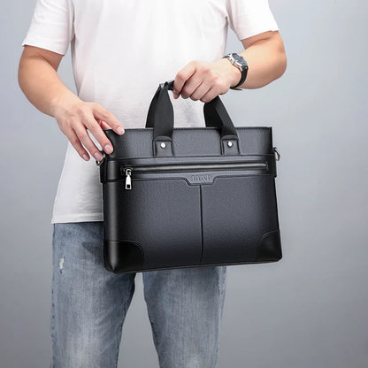 PU Leren Briefcase voor Mannen | Zakelijke Laptop Aktetas voor Documenten | 14" Executive Schoudertas