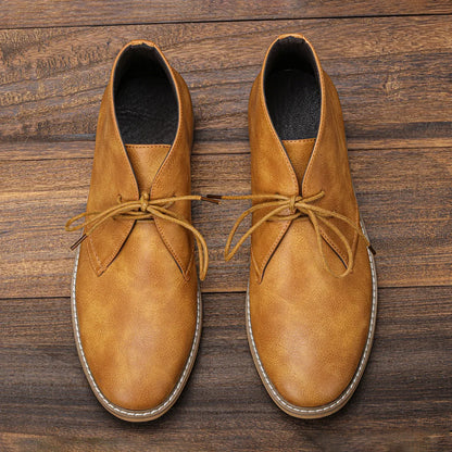 Klassieke Retro Leren Chukka Boots voor Mannen | Modieuze Enkellaarsjes | Hoge Top Desert Schoenen