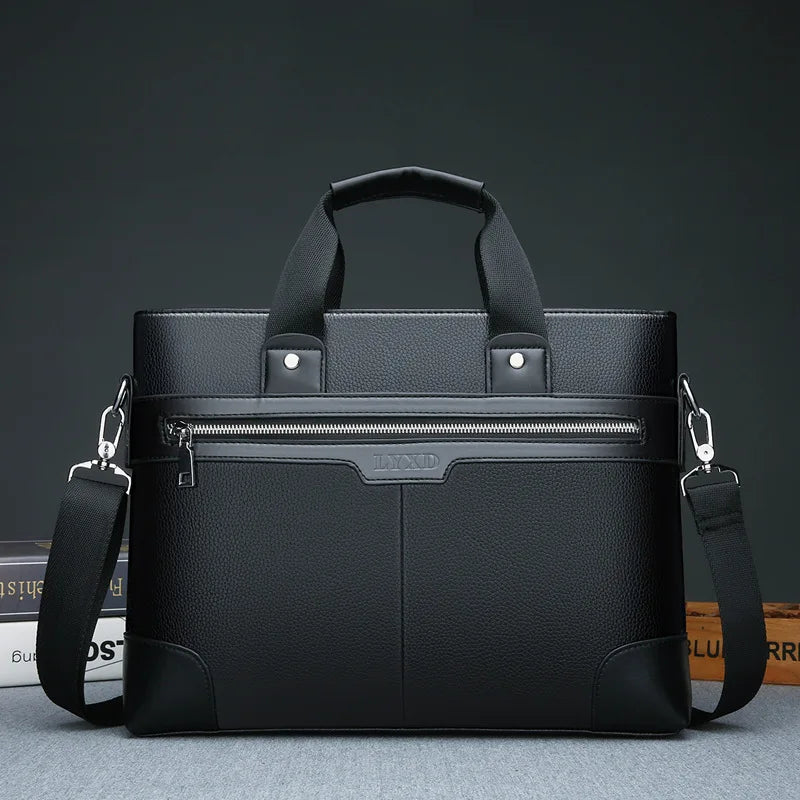 PU Leren Briefcase voor Mannen | Zakelijke Laptop Aktetas voor Documenten | 14" Executive Schoudertas