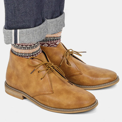 Klassieke Retro Leren Chukka Boots voor Mannen | Modieuze Enkellaarsjes | Hoge Top Desert Schoenen