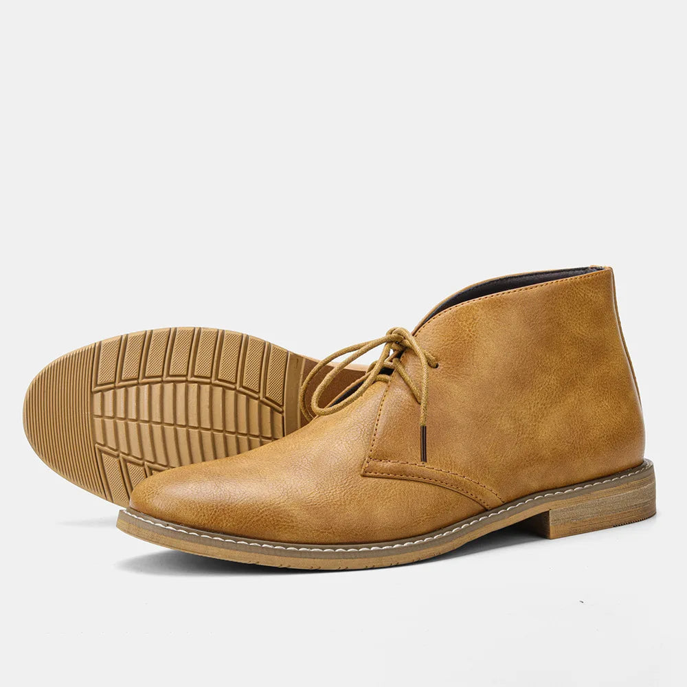 Klassieke Retro Leren Chukka Boots voor Mannen | Modieuze Enkellaarsjes | Hoge Top Desert Schoenen