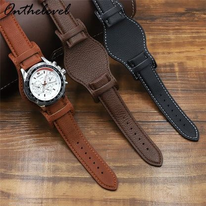 Crazy Horse Leren Cuff Watch Band | 18mm-22mm Heren Polsband voor Panerai