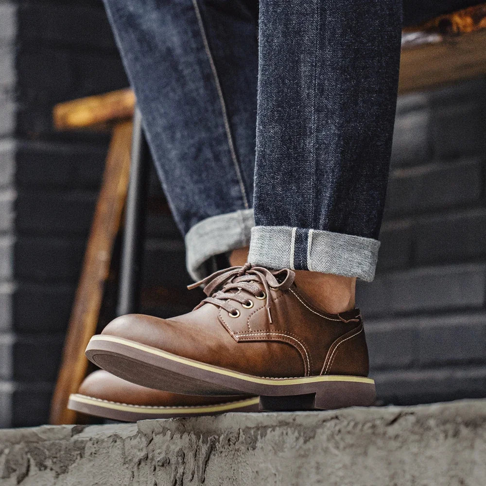 Leren Derby Schoenen voor Mannen | Vintage Amerikaanse Stijl | Casual Werkschoenen