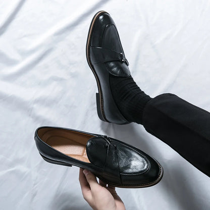 Zwarte Leren Loafers voor Mannen | Mode Formele Monk Schoenen | Handgemaakte Leren Business Schoenen