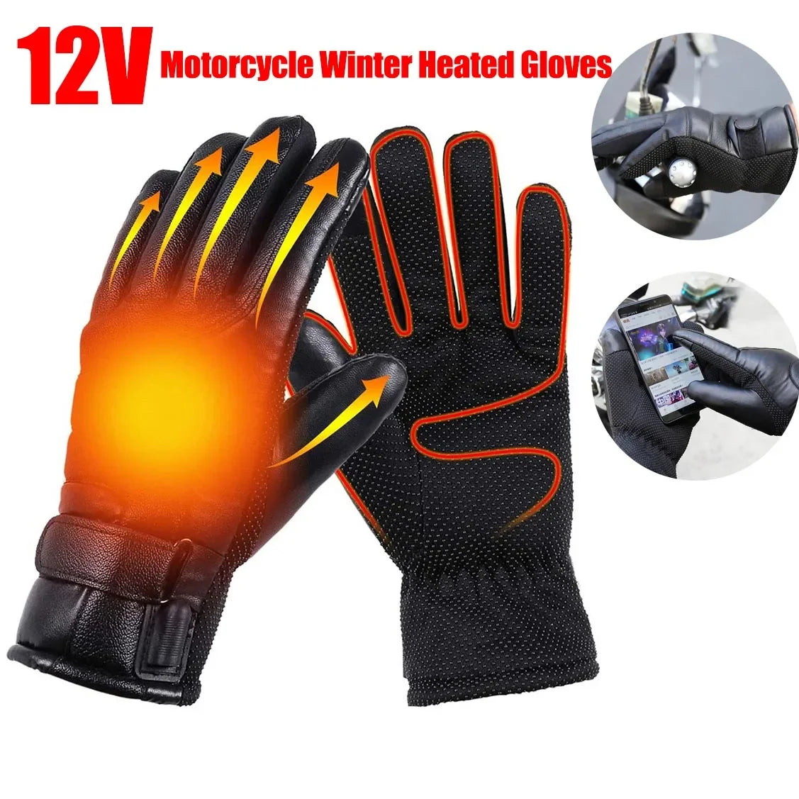 Verwarmde Winter Motorhandschoenen 12V | Thermische Waterdichte Handschoenen voor Motorfietsen en Sneeuwscooters