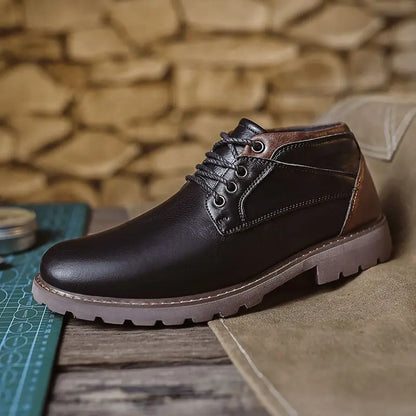 Handgemaakte Leren Enkellaarsjes voor Mannen | Casual Veterschoenen | Outdoor Mode Boots