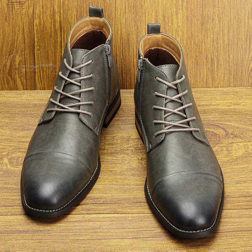 Modieuze Leren Enkellaarsjess voor Mannen | Comfortabele Casual Boots | Duurzaam Design