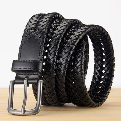 Gevlochten Echt Lederen Riem voor Mannen | Vintage Design zonder Gaten voor Jeans