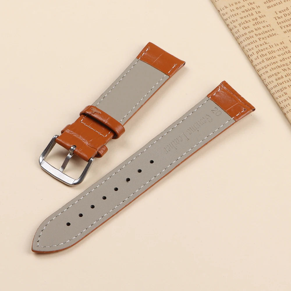 Bamboo & Crocodile Leren Watch Band | 18mm-24mm Luxe Heren Horlogeband