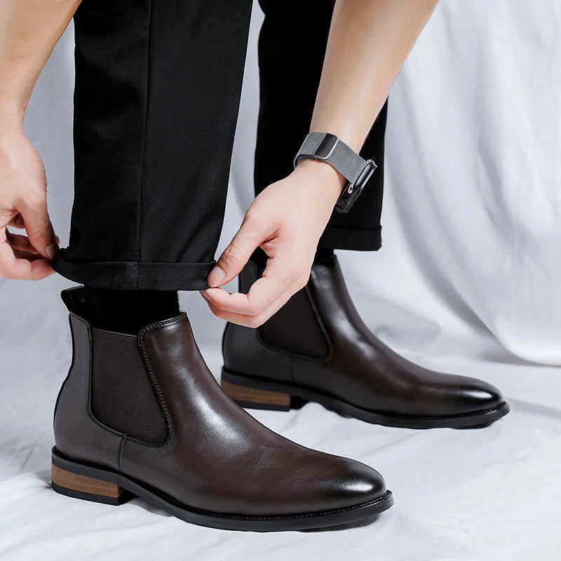 Klassieke Hoge Chelsea Boots voor Heren | Leren Enkellaarsjes | Zakelijke & Casual Schoenen