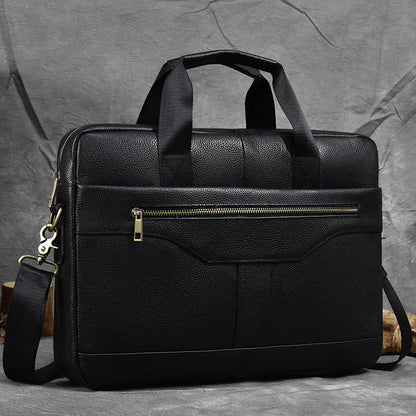 Business Leren Laptoptas Heren | Echt Leer 15" Laptop Handtas | Zakelijke Crossbody Aktetas