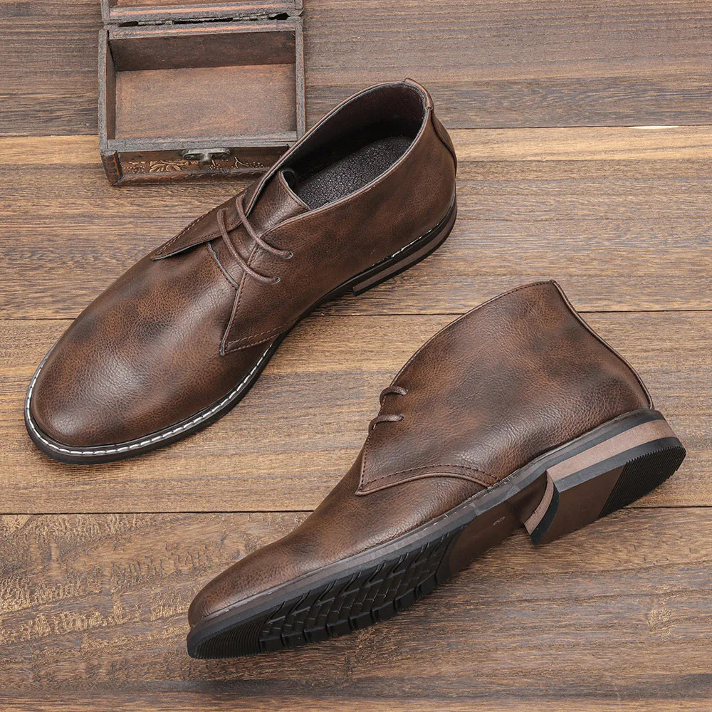 Klassieke Retro Leren Chukka Boots voor Mannen | Modieuze Enkellaarsjes | Hoge Top Desert Schoenen