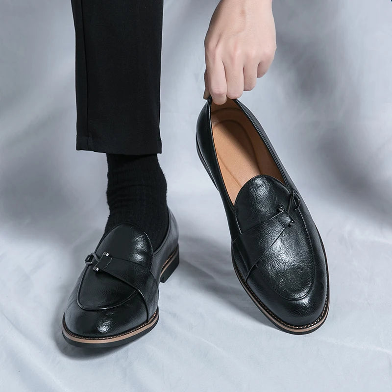 Zwarte Leren Loafers voor Mannen | Mode Formele Monk Schoenen | Handgemaakte Leren Business Schoenen